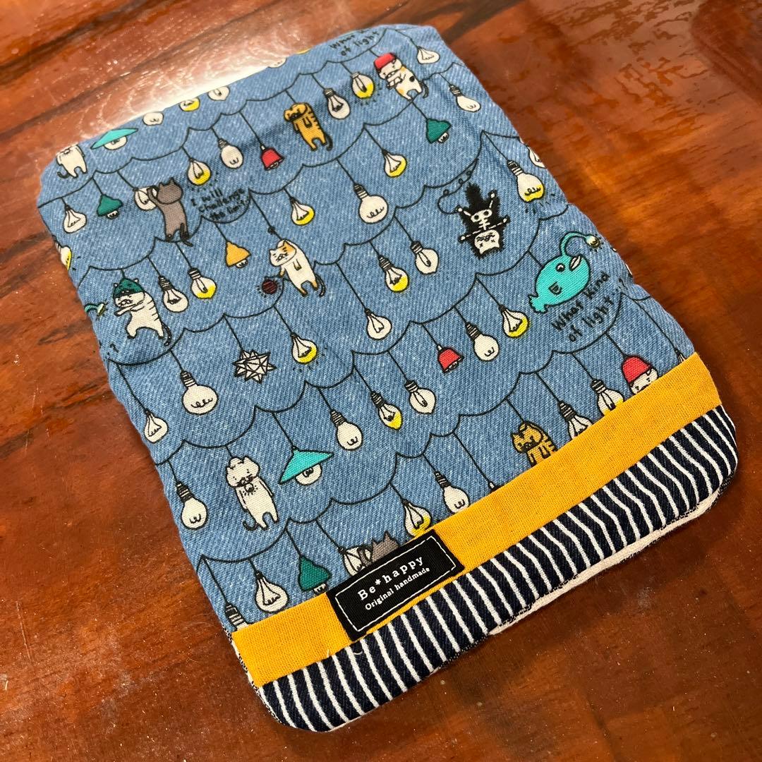 8重ガーゼハンカチ 電球ネッコ パッチワーク