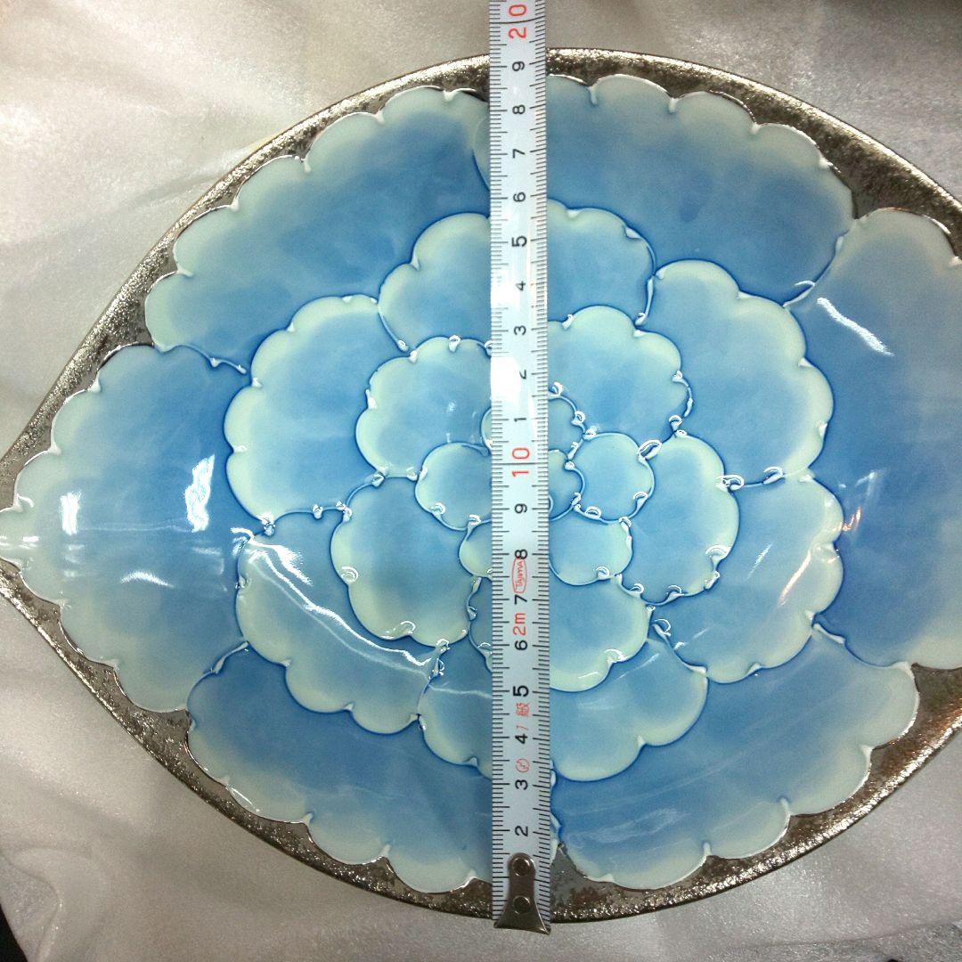 未使用品 有田焼 文山窯 プラチナ牡丹 銀彩 鉢 2枚 カレー皿 深皿