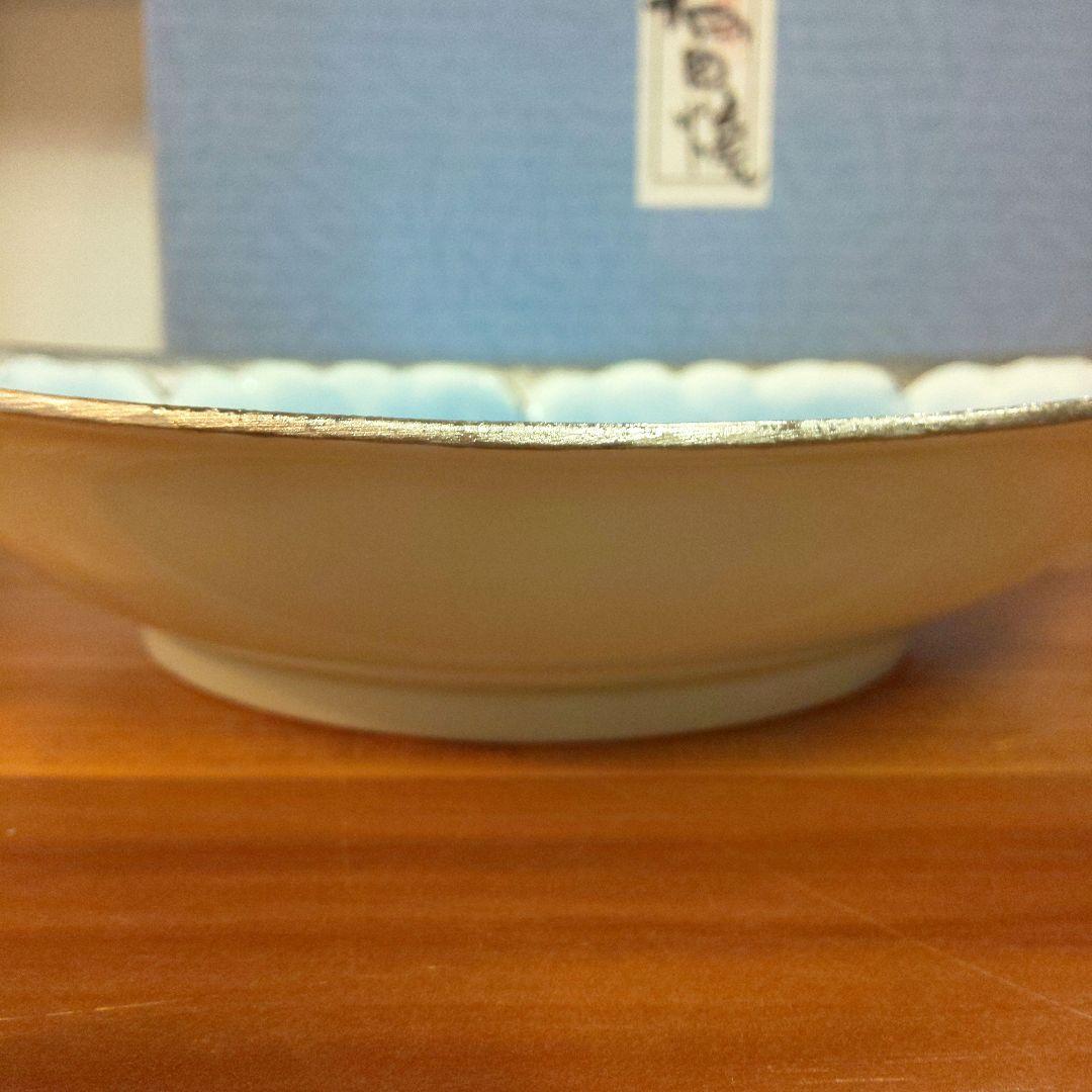 未使用品 有田焼 文山窯 プラチナ牡丹 銀彩 鉢 2枚 カレー皿 深皿