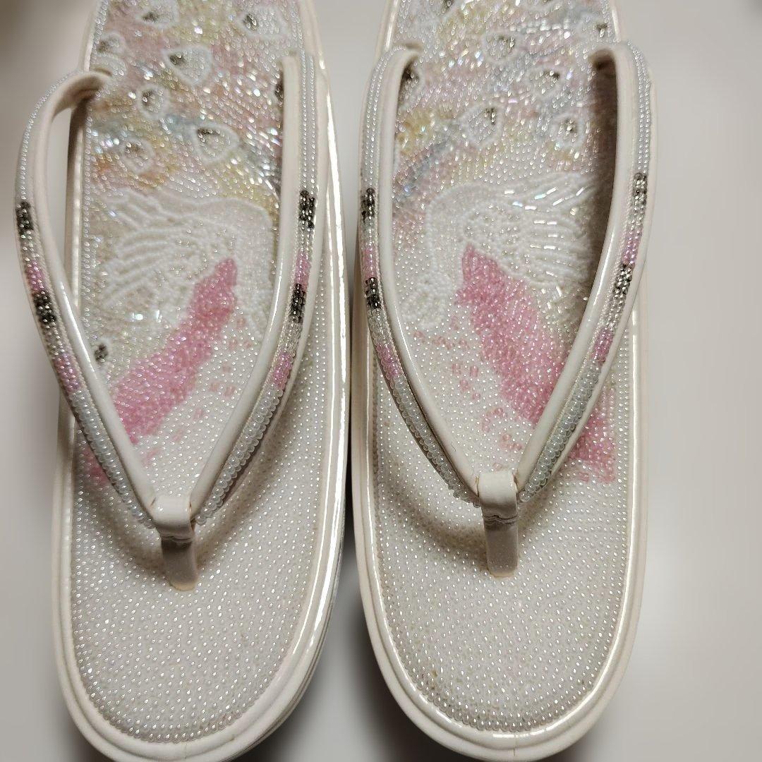 総ビーズ　草履　バッグ　セット　ピンク　成人式