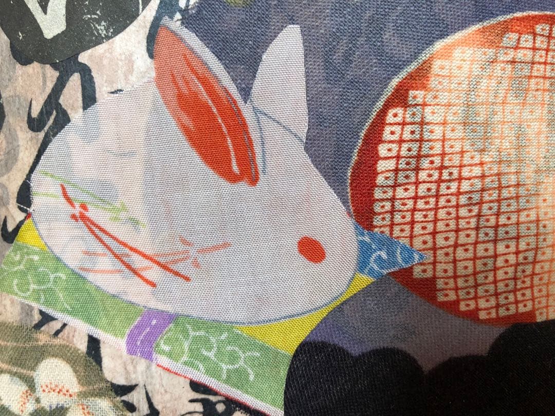 一閑張り　一閑張りバック　古布　　 犬張子　狛犬　張子犬　正絹古布