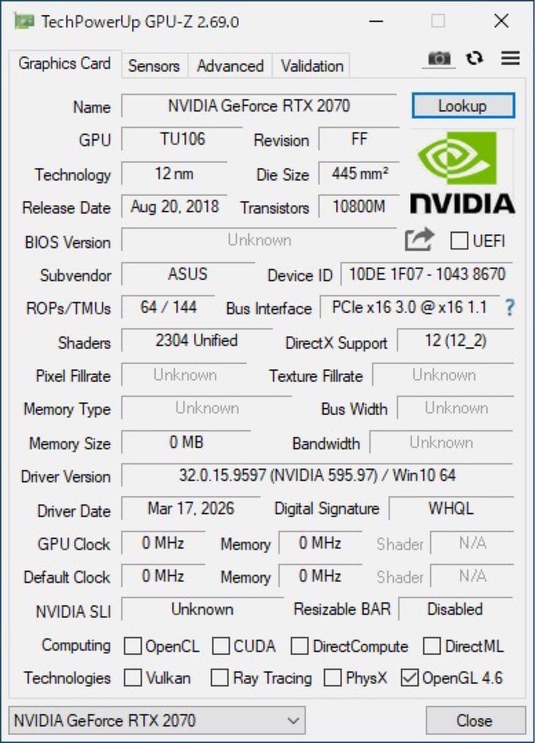 [ジャンク] 未分解 ASUS ROG STRIX RTX2070 8GB