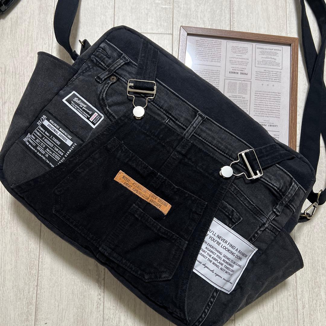 BIGショルダーバッグ　デニムリメイク　ハンドメイド