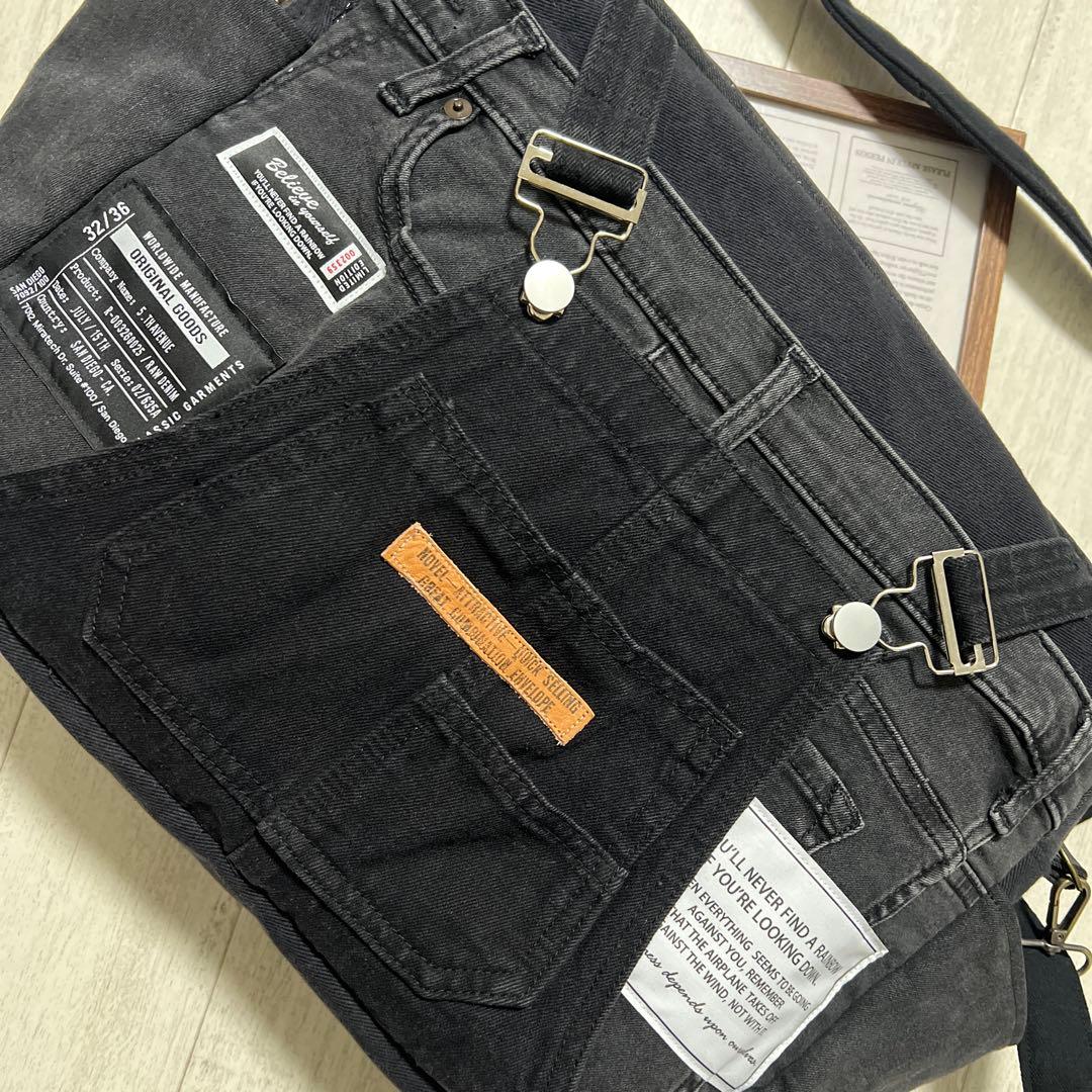 BIGショルダーバッグ　デニムリメイク　ハンドメイド