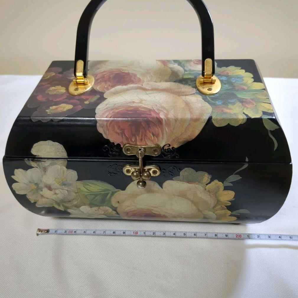 専用オーダーメイド　アンティーク調　木製　バニティバッグハンドバッグデコパージュ