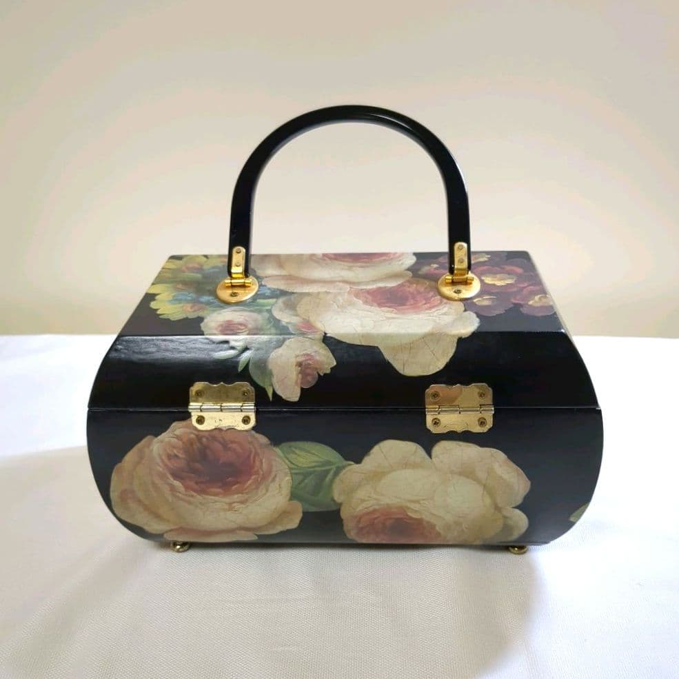 専用オーダーメイド　アンティーク調　木製　バニティバッグハンドバッグデコパージュ