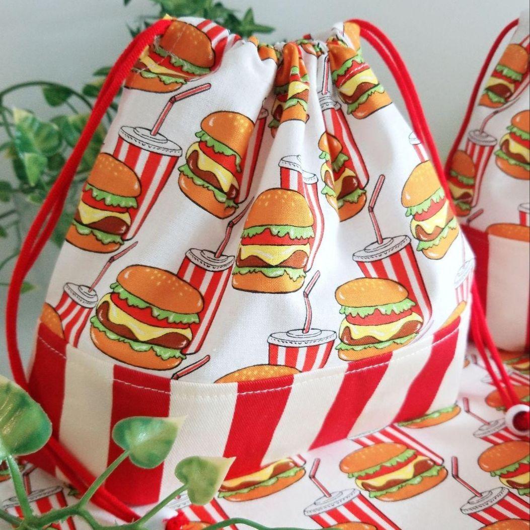 アメリカン ☆ハンバーガー ランチョンマット お弁当袋 コップ袋 ハンドメイド