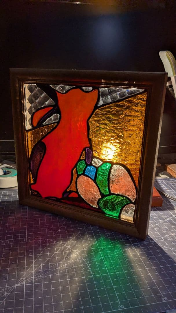 ステンドグラス ウサギ デザイン アートパネル