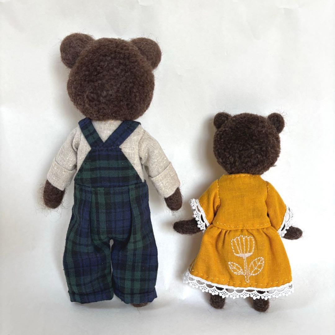 くまの親子 羊毛ドール テディベア 一点物 ハンドメイド アーティスト