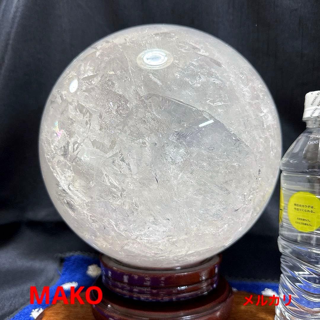 M1800☆水晶丸玉220mm 14.2Kg☆ブラジル・コリント産☆天然石　原石