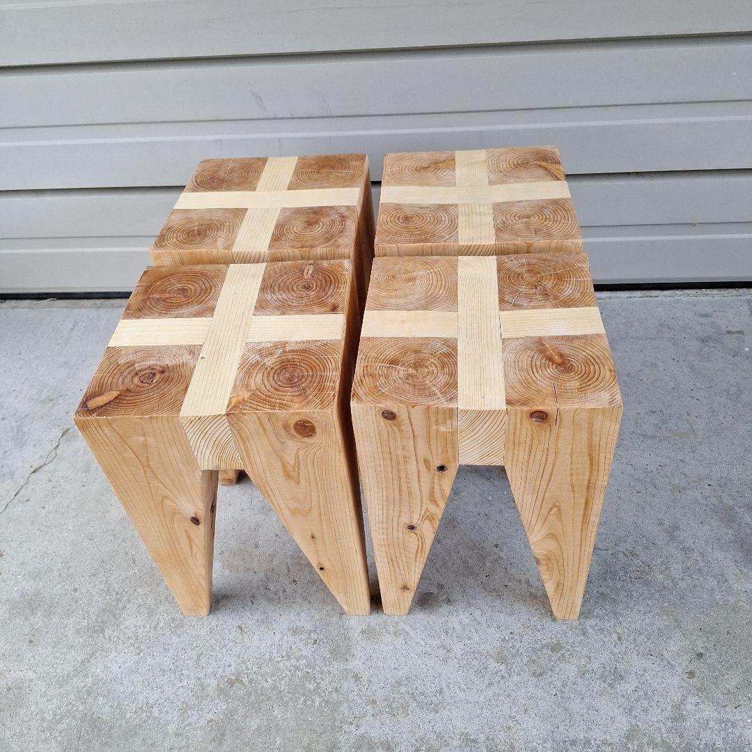 無垢スツール 　4脚セット