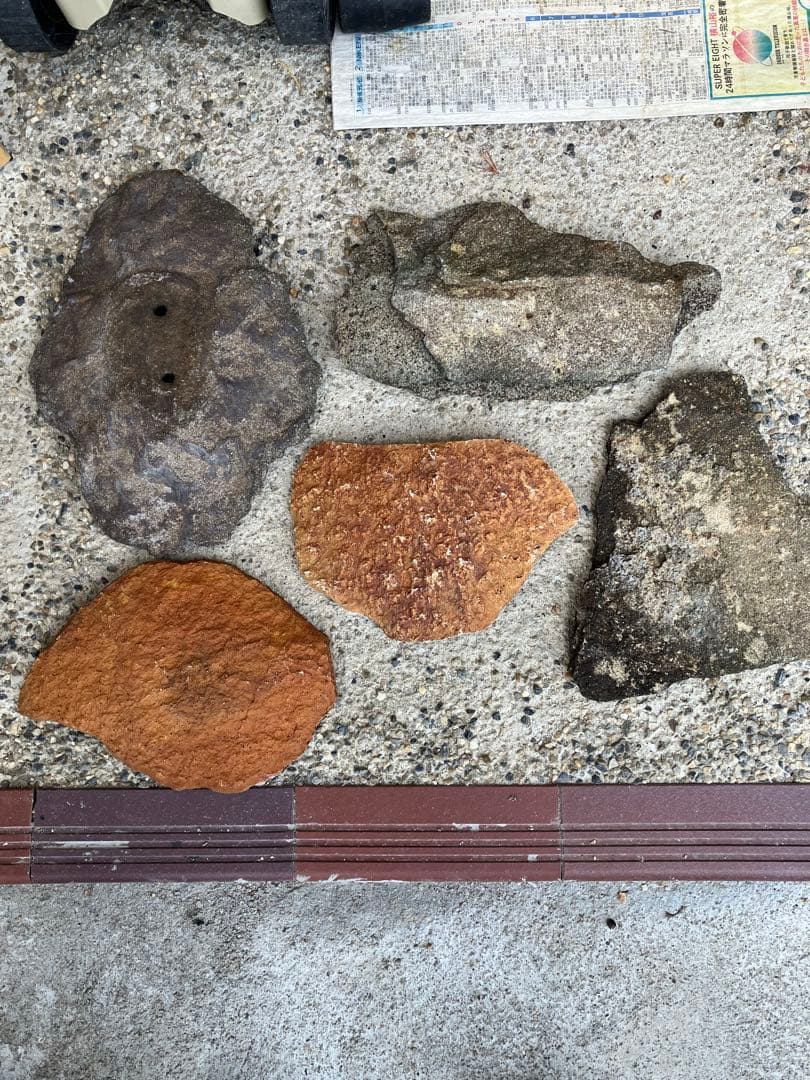 ◉石盆栽鉢　鞍馬石その他5個 松柏類、雑木類、長寿梅、山野草等の石付き盆栽に