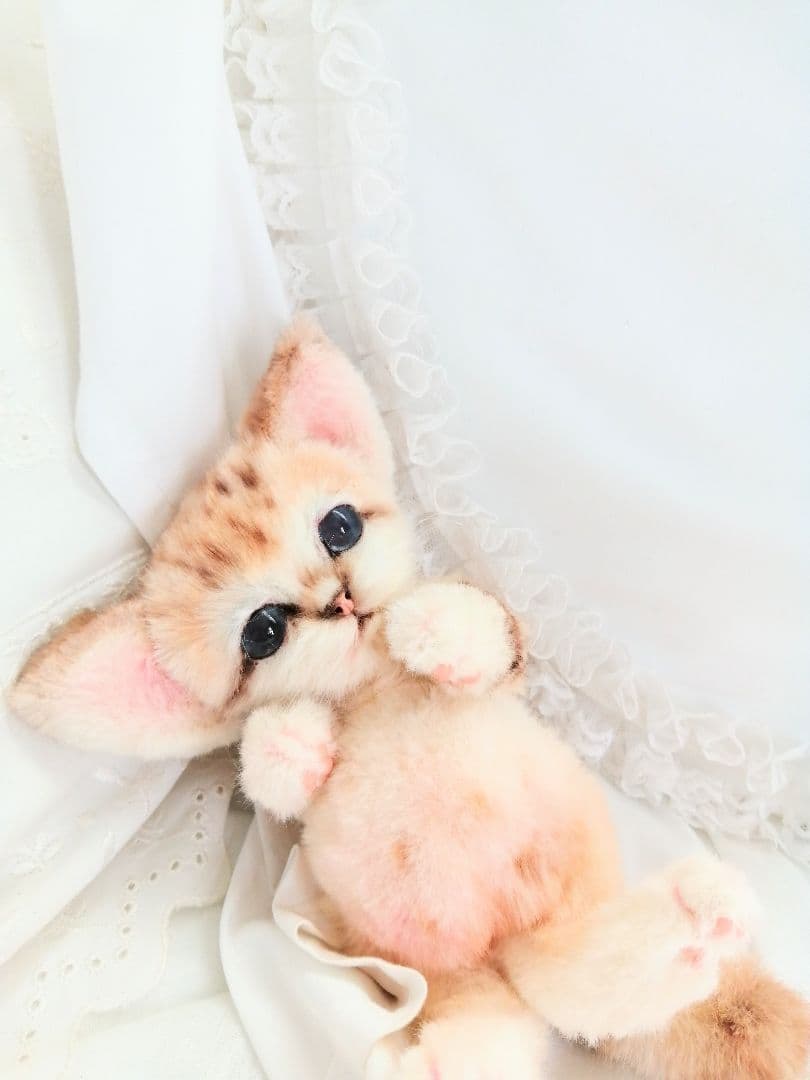 お腹ぽっこり♡スナネコベビちゃん♡アートドール♡ぬいぐるみ♡子猫♡
