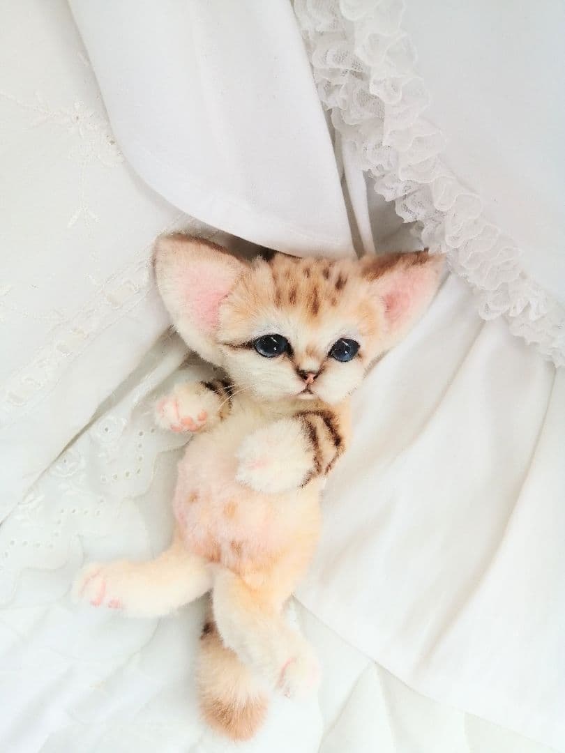 お腹ぽっこり♡スナネコベビちゃん♡アートドール♡ぬいぐるみ♡子猫♡