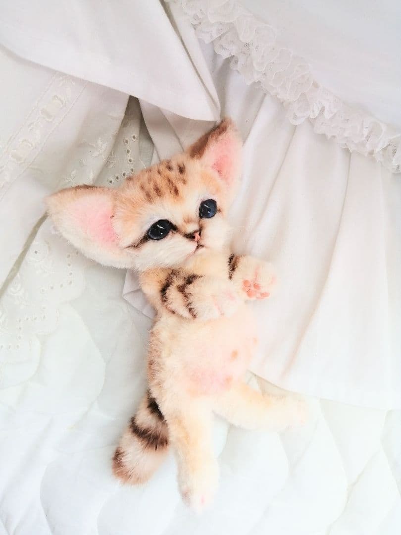 お腹ぽっこり♡スナネコベビちゃん♡アートドール♡ぬいぐるみ♡子猫♡