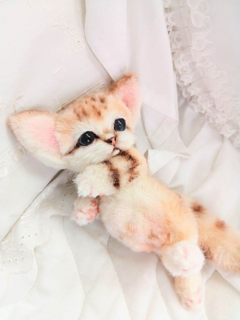 お腹ぽっこり♡スナネコベビちゃん♡アートドール♡ぬいぐるみ♡子猫♡