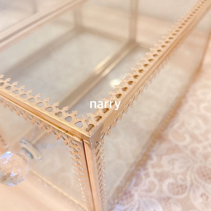 MB-03♡インテリア♡メイク収納♡小物ケース♡ガラス♡ゴールド♡