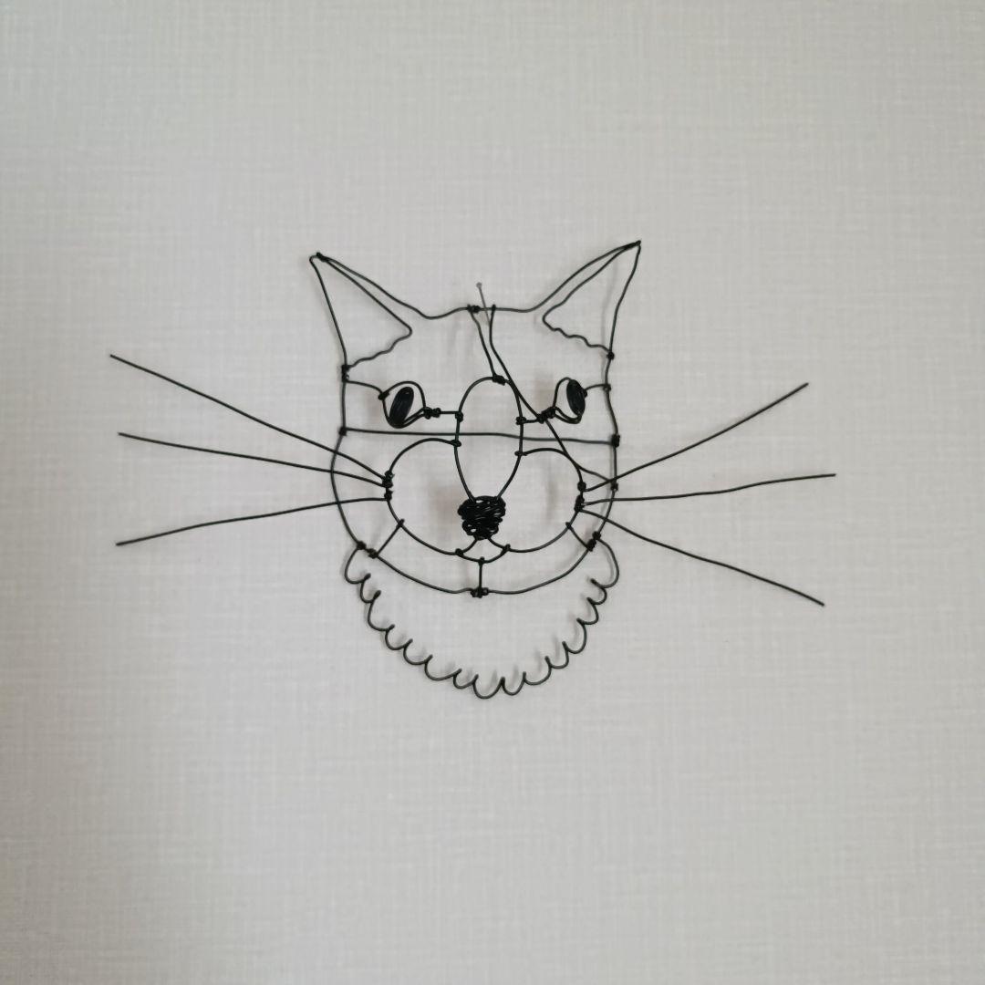 ワイヤークラフト＊半立体＊ねこ 猫 インテリア オブジェ #c