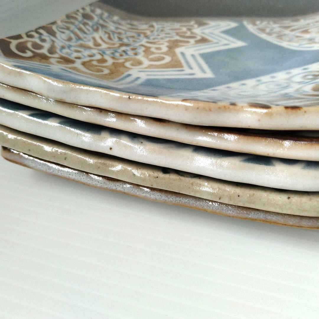 愛陶 古染 絵替わり 平角皿 長角皿 魚皿 秋刀魚皿 焼物皿 小鉢 10点セット