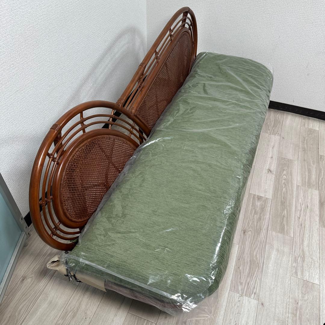 今枝ラタン ソファ グリーン 幅185cm A-125LD-グローバル 31※