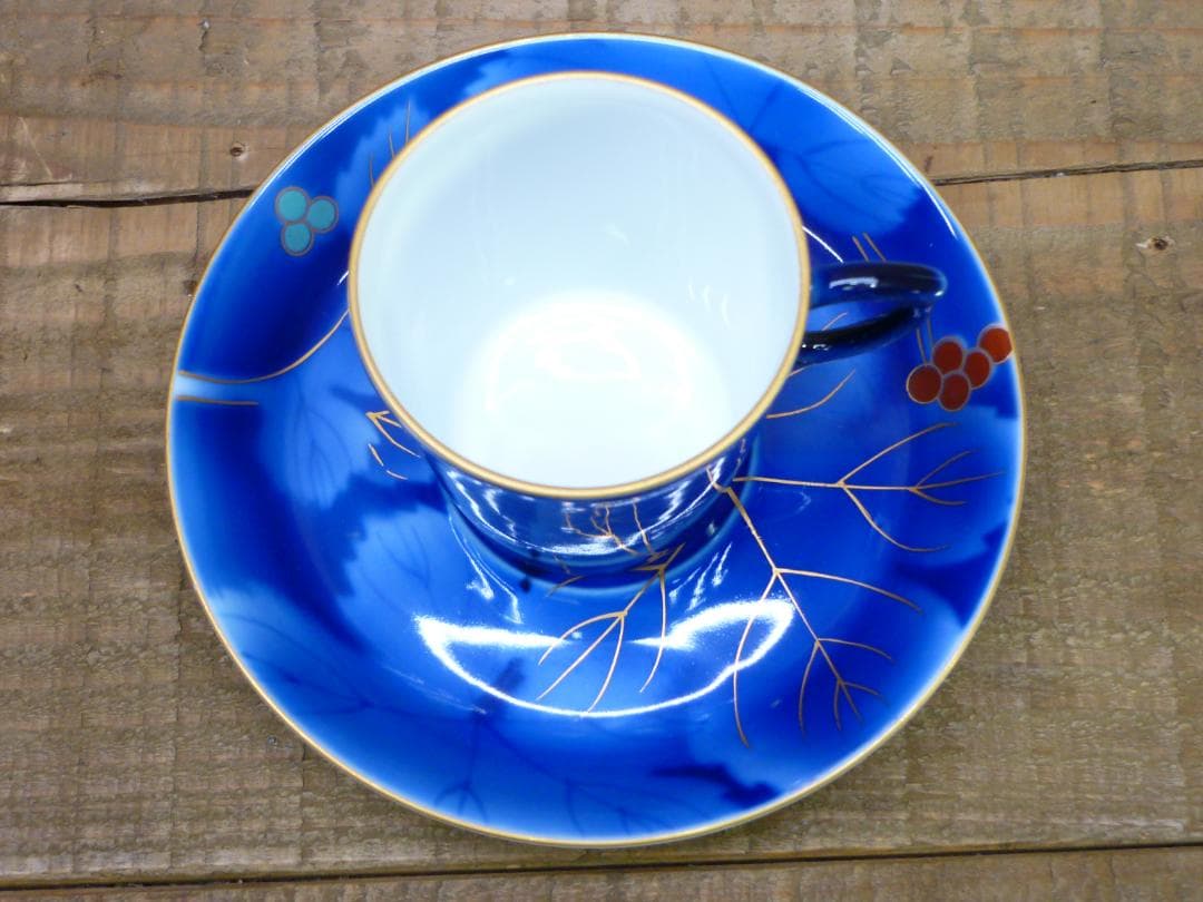 深川製磁 瑠璃葡萄 金縁 デミタスカップ＆ソーサー揃 宮内庁御用達 14385D