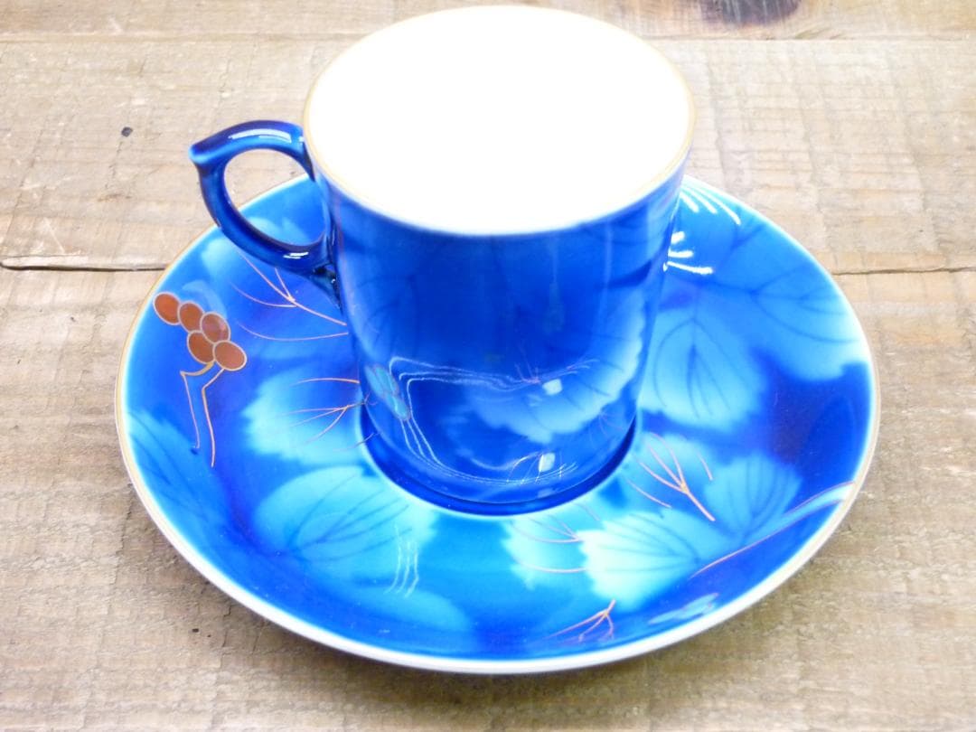 深川製磁 瑠璃葡萄 金縁 デミタスカップ＆ソーサー揃 宮内庁御用達 14385D