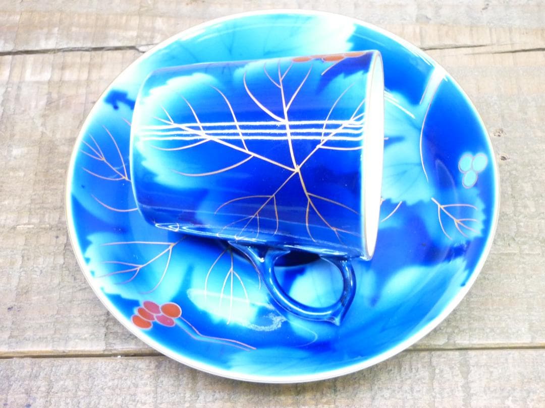 深川製磁 瑠璃葡萄 金縁 デミタスカップ＆ソーサー揃 宮内庁御用達 14385D
