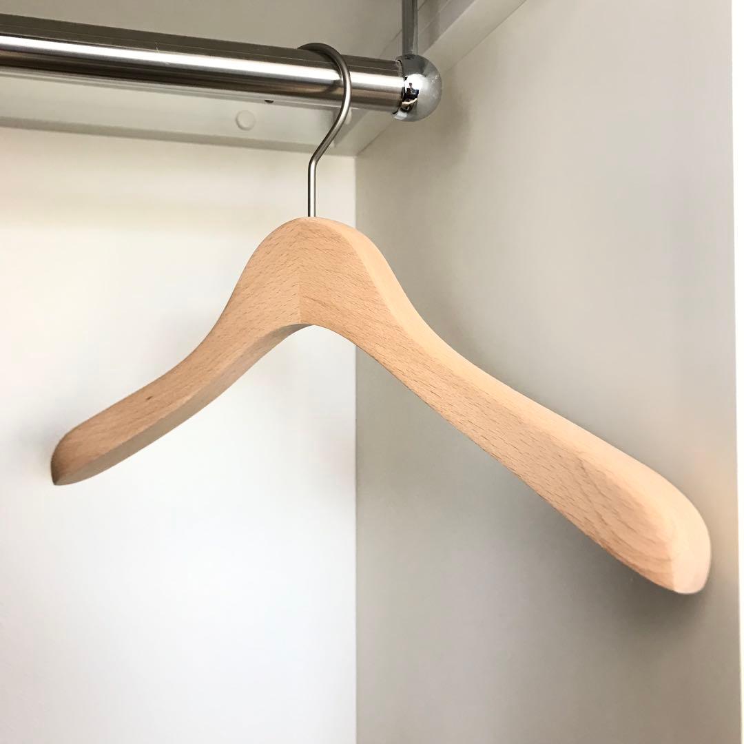 木製ハンガー(ブナ材) 湾曲型 木地/W38cm　30本セット