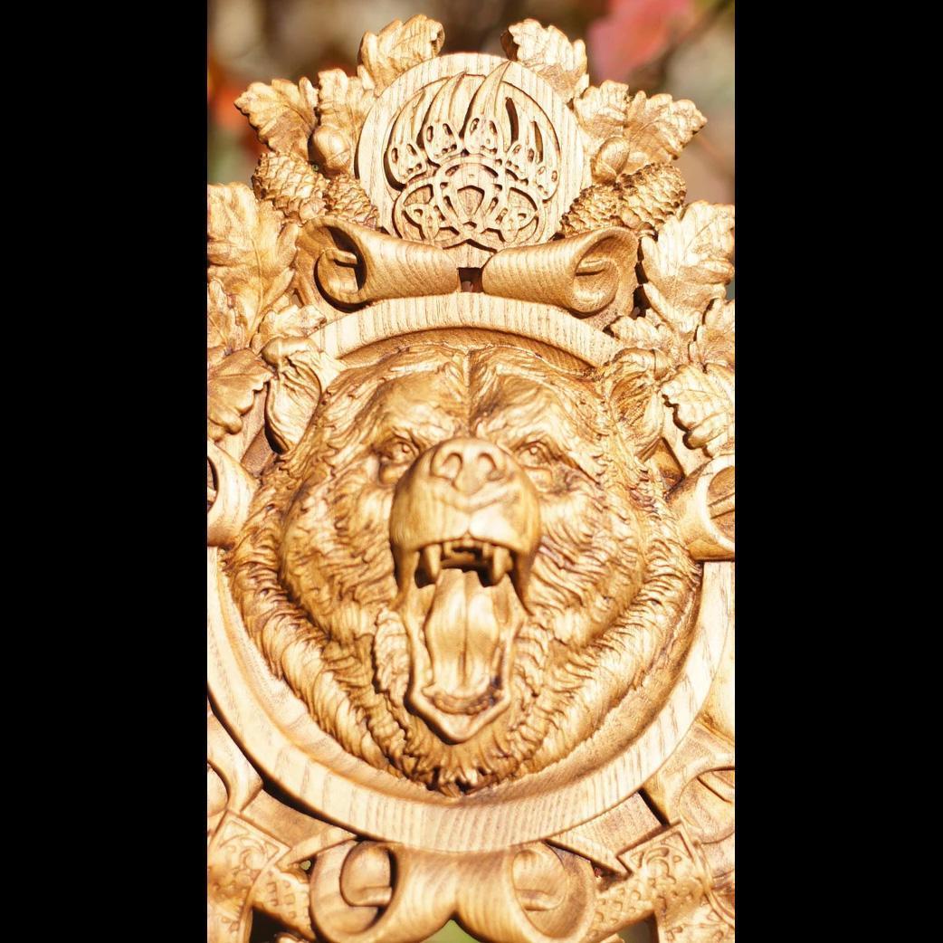 木彫レリーフ ≪熊＝Bear≫ 参次元彫刻