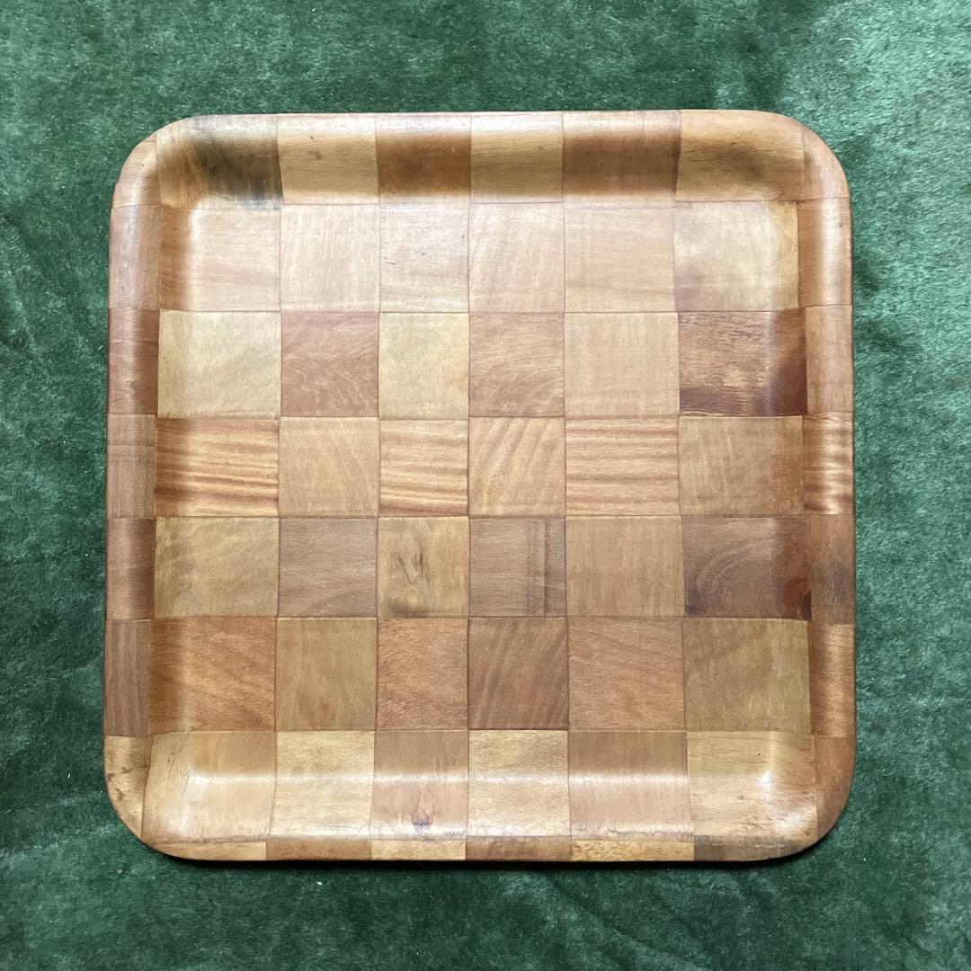 昭和レトロ　喫茶店　トレイ　プレート　お盆　市松模様