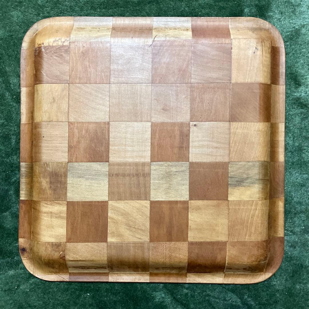 昭和レトロ　喫茶店　トレイ　プレート　お盆　市松模様