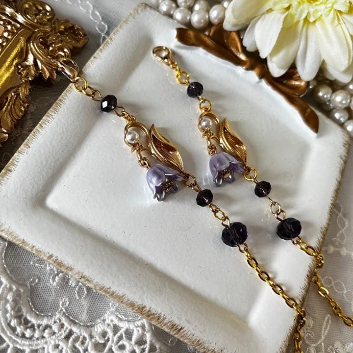 ♪❤️ 鈴蘭　スズラン　パール　ガラスビーズ　マスクチェーン　メガネチェーン