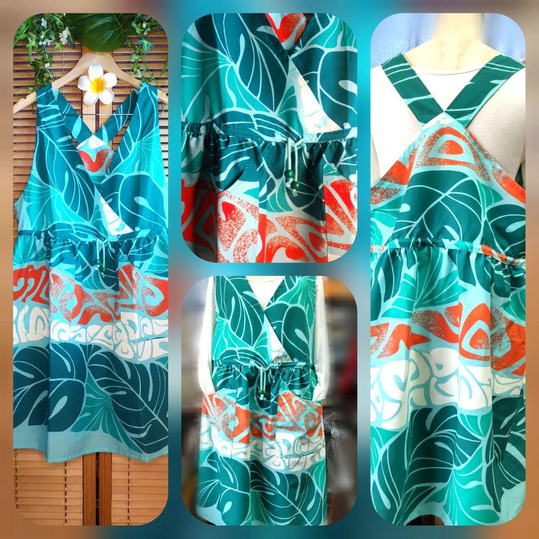 ハワイアン　エプロン　ハンドメイド