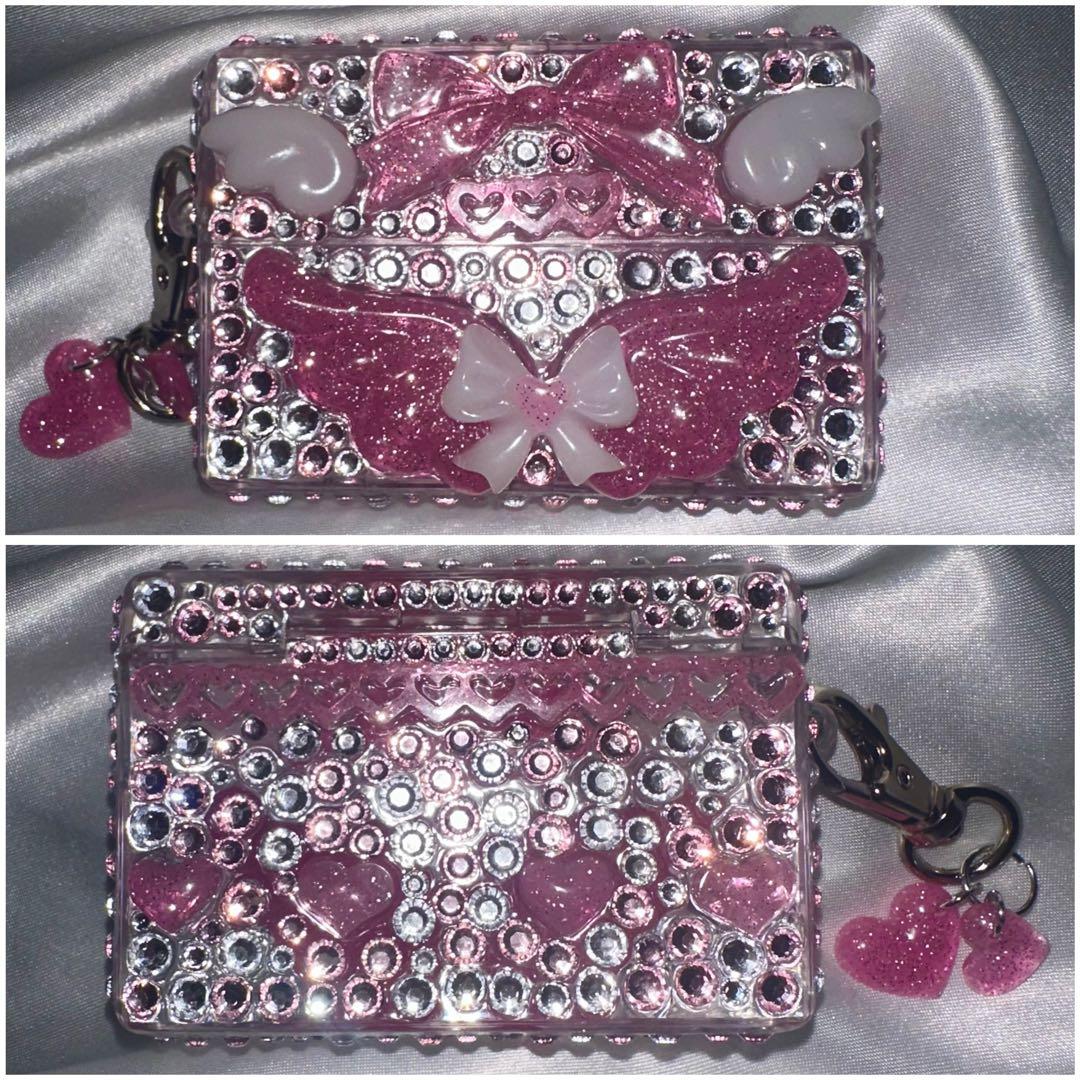 IQOSケース　デコ　シガレットケース全面デコ　ピンク　ハンドメイド　セット