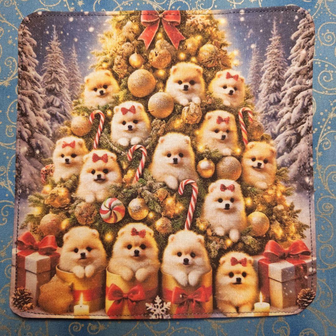 ご確認用Youretia ポメラニアンちゃん柄　4重ハンカチ　ハンドメイド