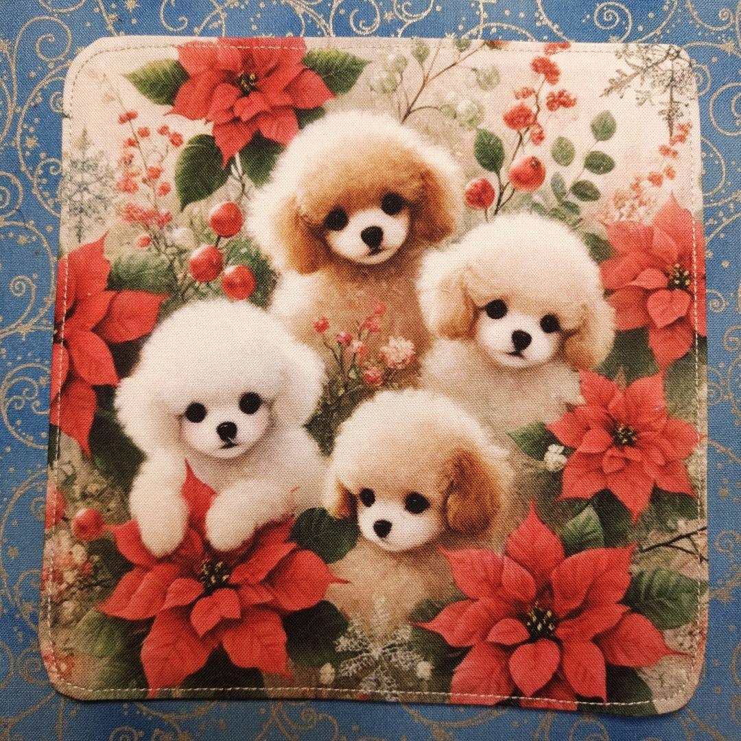 ご確認用Youretia ポメラニアンちゃん柄　4重ハンカチ　ハンドメイド