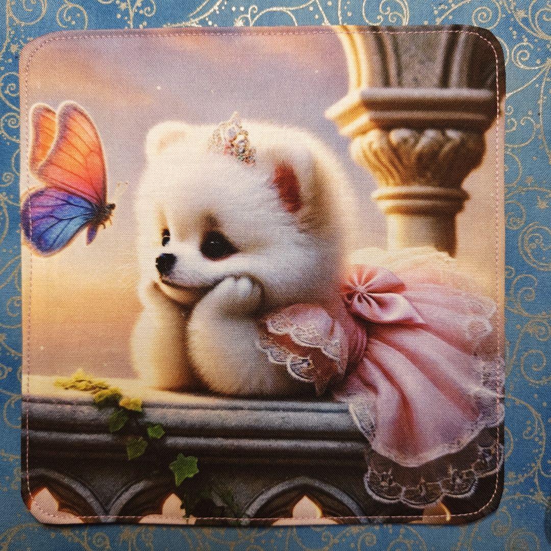 ご確認用Youretia ポメラニアンちゃん柄　4重ハンカチ　ハンドメイド