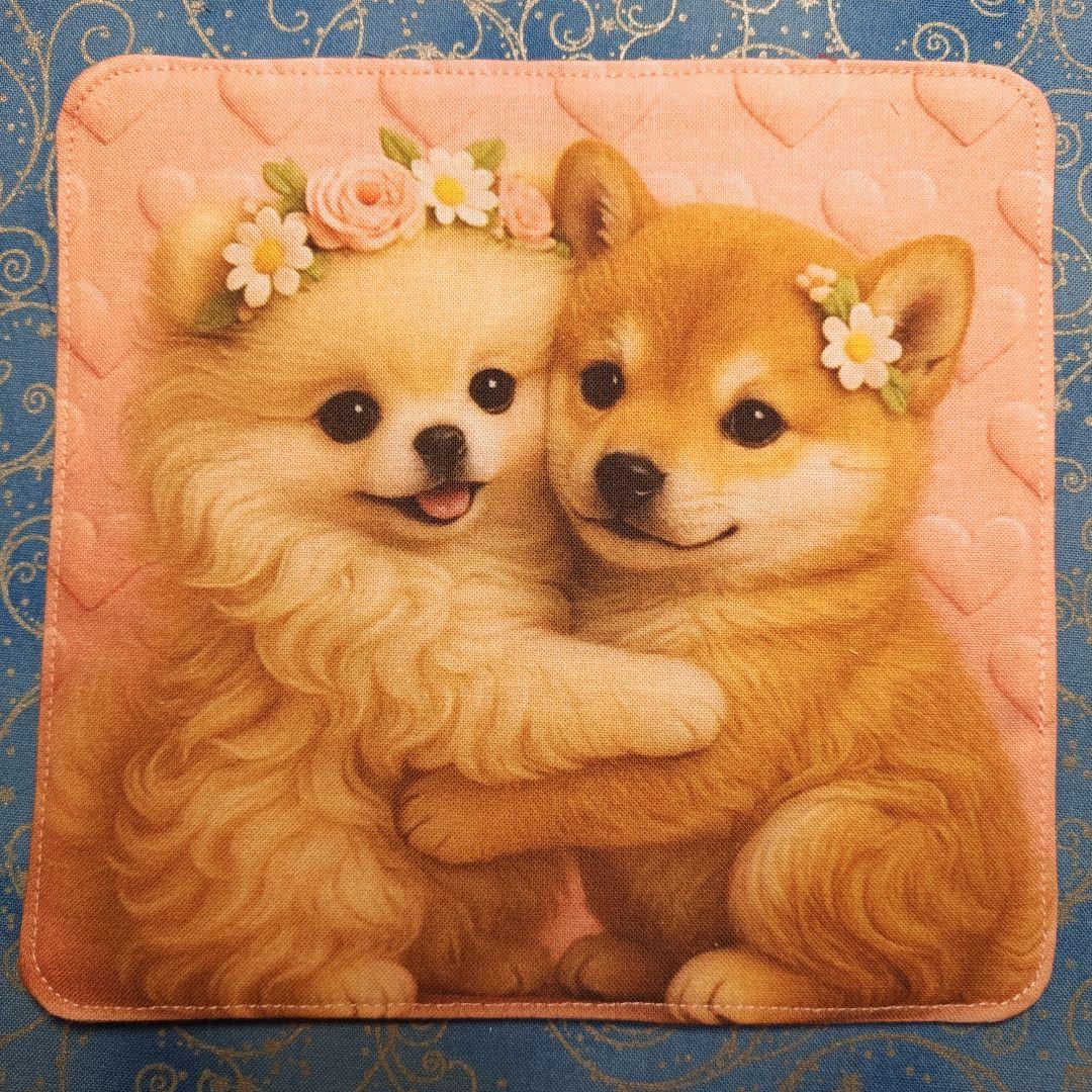 ご確認用Youretia ポメラニアンちゃん柄　4重ハンカチ　ハンドメイド