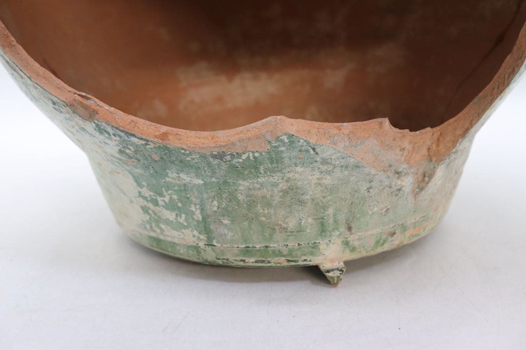 中国　漢時代　緑釉大壺　銀化壺　アンティーク　送料込み260302