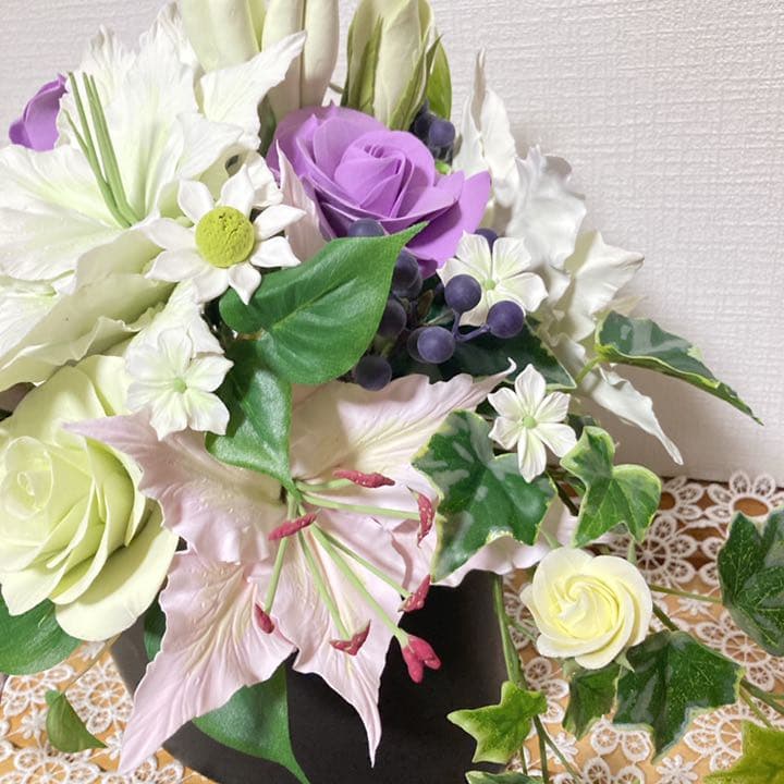 クレイフラワー　アレンジメント　造花　ギフト　プレゼント　枯れない花