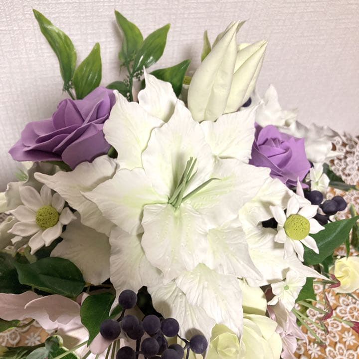クレイフラワー　アレンジメント　造花　ギフト　プレゼント　枯れない花