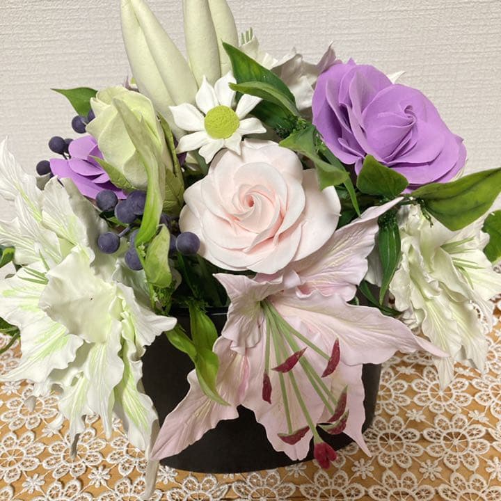 クレイフラワー　アレンジメント　造花　ギフト　プレゼント　枯れない花
