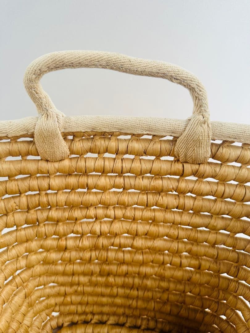 おまとめ　カントリー調バスケット持ち手及び縁まわり布張り46✕38✕27cm