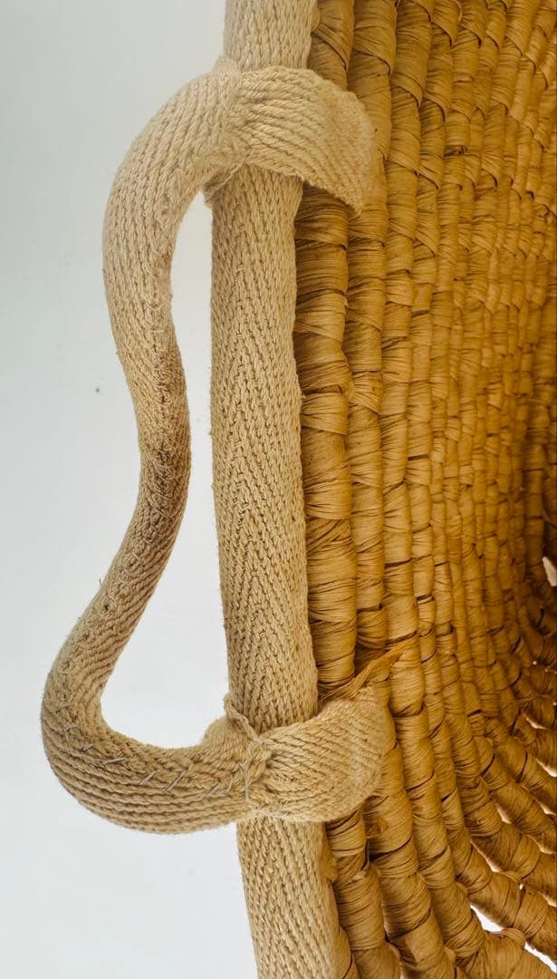 おまとめ　カントリー調バスケット持ち手及び縁まわり布張り46✕38✕27cm