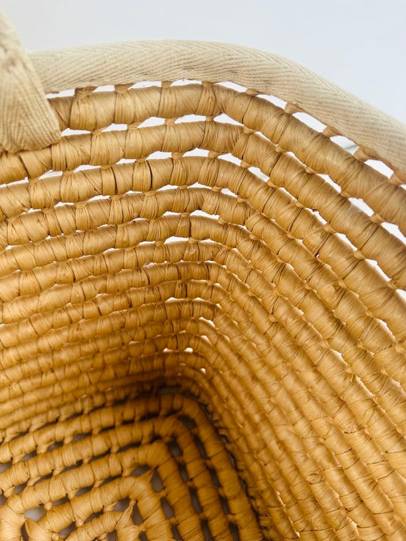 おまとめ　カントリー調バスケット持ち手及び縁まわり布張り46✕38✕27cm