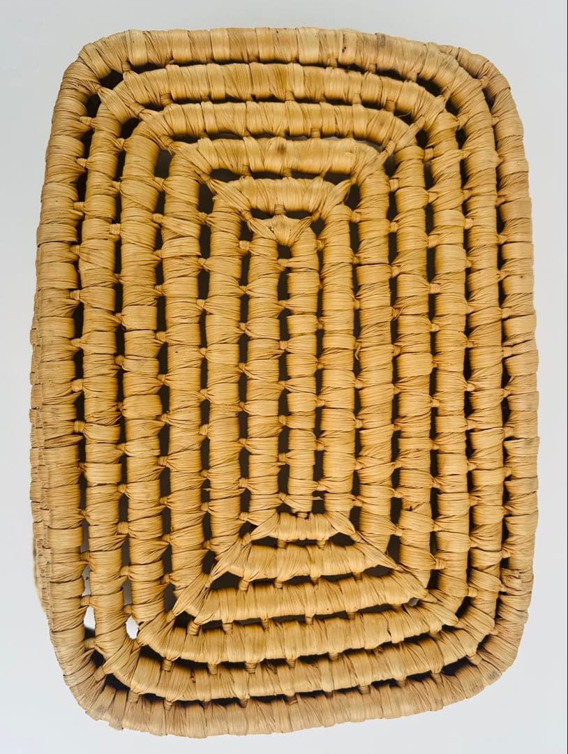 おまとめ　カントリー調バスケット持ち手及び縁まわり布張り46✕38✕27cm