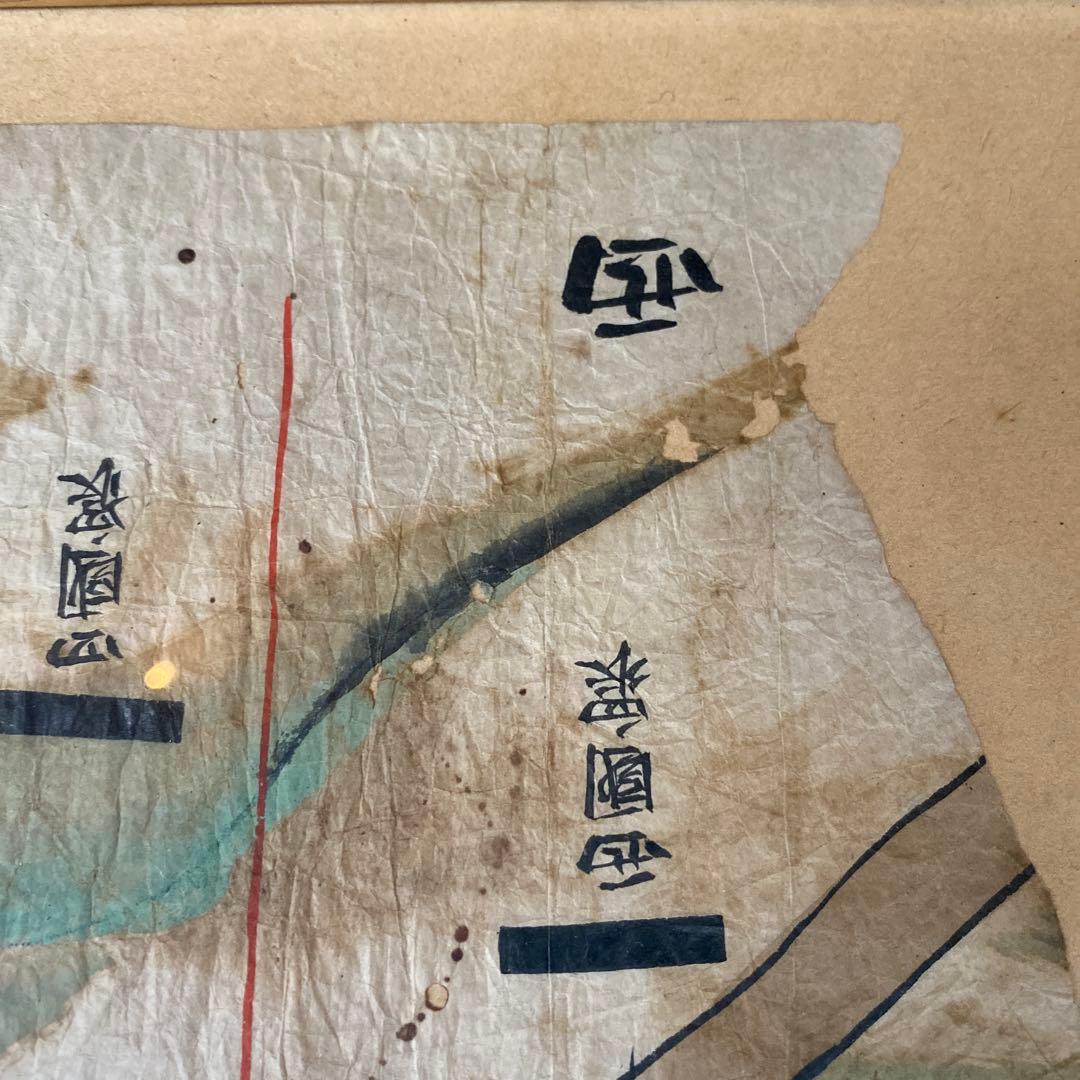 【珍品】関ヶ原の戦い 陣立図 古地図 手書き 和紙 現状品　額入り