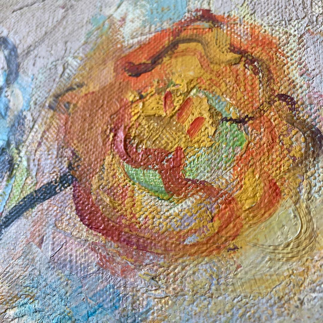 油彩画　アンティーク調額縁　ポピー　F6