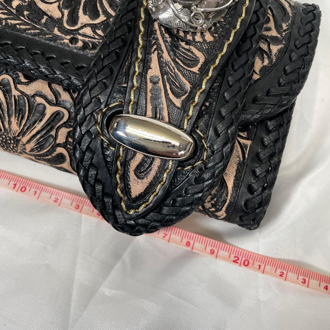 【新品】 ライダーズウォレット 財布 カービング 長財布 黒 silver925