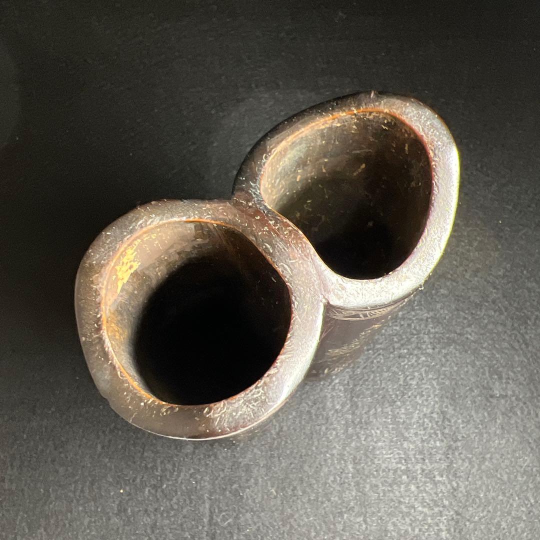 専用中国古玩　竹製筆筒　高さ約12.5㎝/144g 東Y8-0220☆2Fタルサ